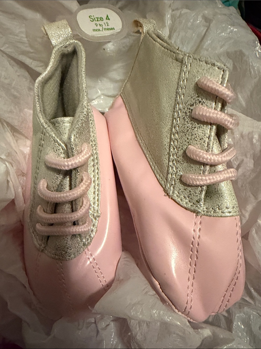 Baby Walker Shoes in Pink and Silver — Soft Slip-On Infant Footwear